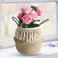 seagrass woven storage basket plant wicker hanging baskets garden flower vase potted pot toy clothes groceries organizer capable