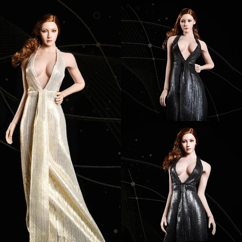 

VSTOYS 19XG52 1/6 Deep V Evening Dress Long Skirt Clothes Model Fit 12" Female Ph TBL Action Figure Body