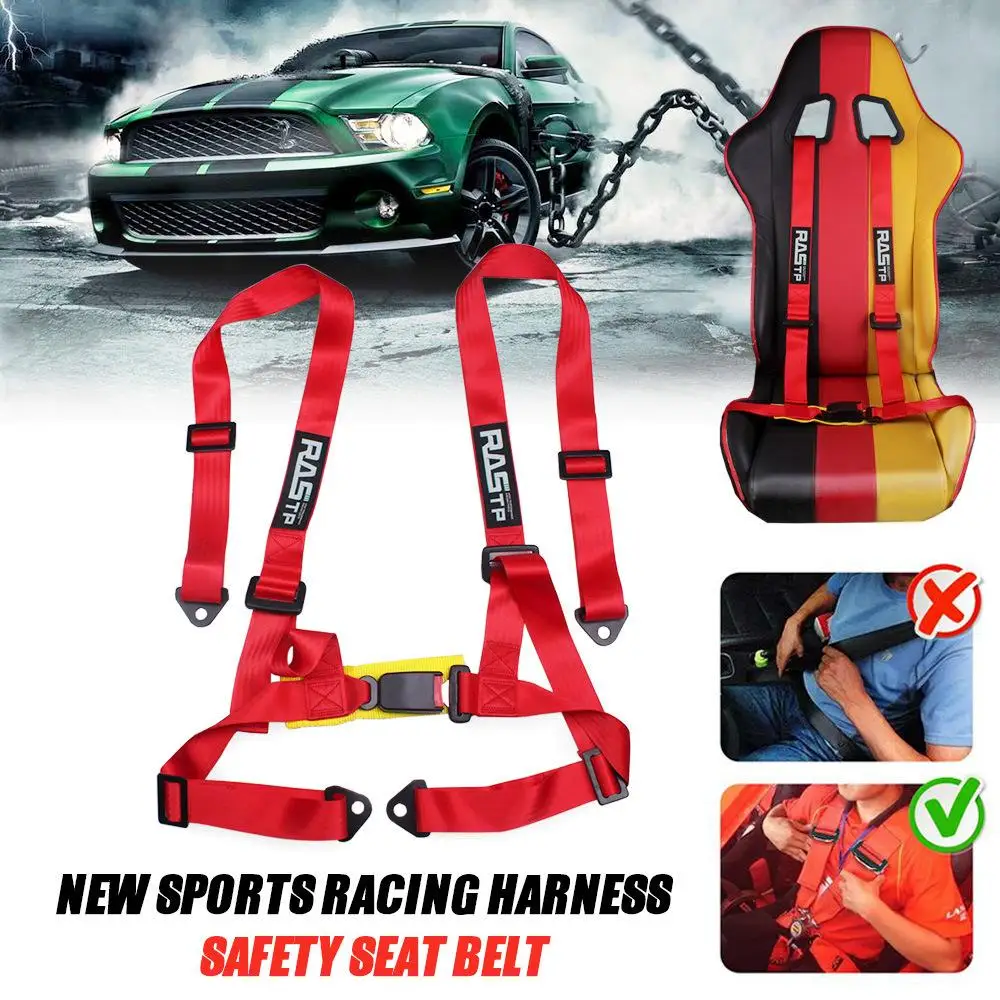 

2" Universal Sports Racing Harness Seat Belt 4 Point Fixing Mounting Quick Release Nylon Car Safety Racing Seat Belt 4 Colors