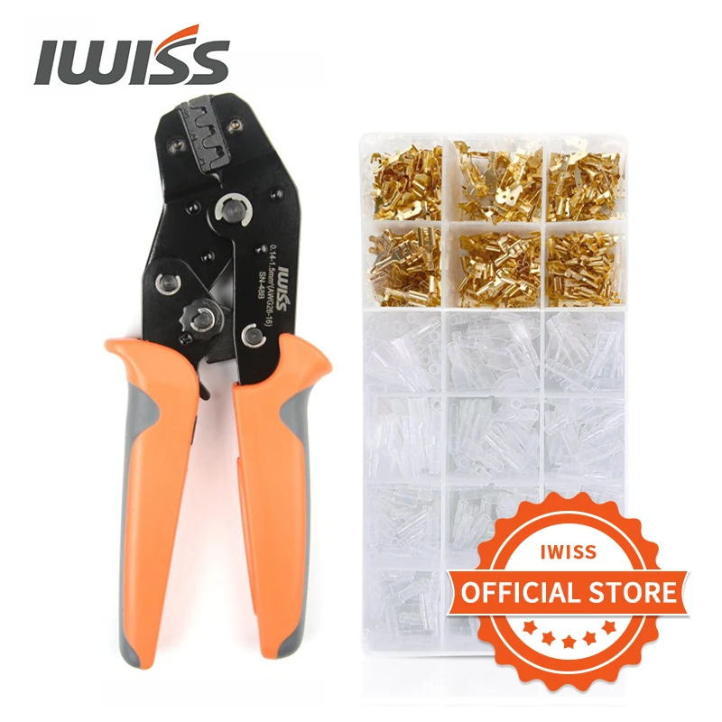 IWISS SN-48B Crimping Tool 300pcs 2.8/4.8/6.3 Plug Terminal Crimper pliers Wire 0.5-1.5mm² alicate AWG20-15 Hand Tool Set