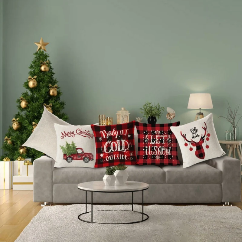 

Christmas Pillowcase Santa Cotton Sofa Car Cushions Home Decoration Christmas Ornaments Natale 2020 Xmas Gifts Sofa Cushions Hot