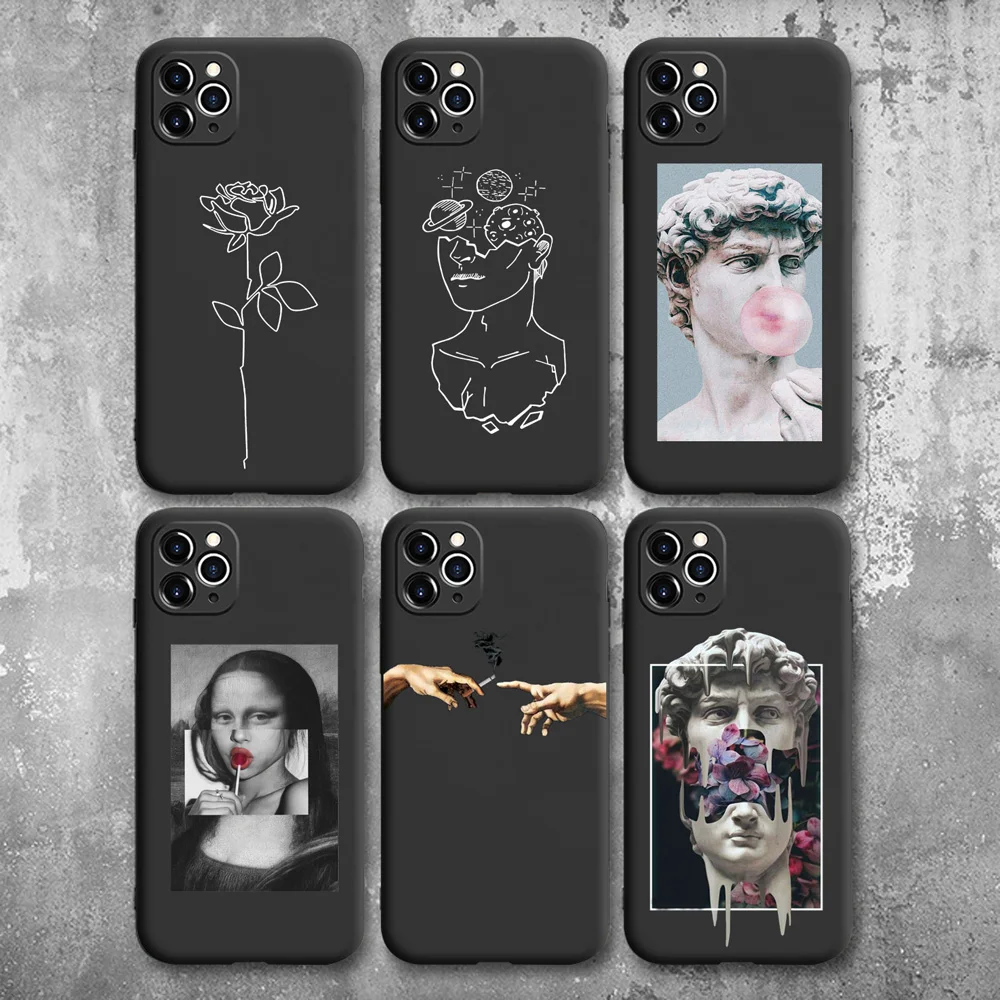 Чехол для iphone 11 из мягкого ТПУ с принтом Моны Лизы Давида Apple iPhone SE 2020 6s 7 8 Plus XR XS 11Pro