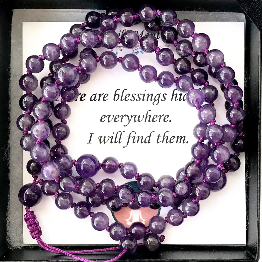 Ruberthen Natural A methyst для медитации и молитвы браслет регулируемый ручной вязки