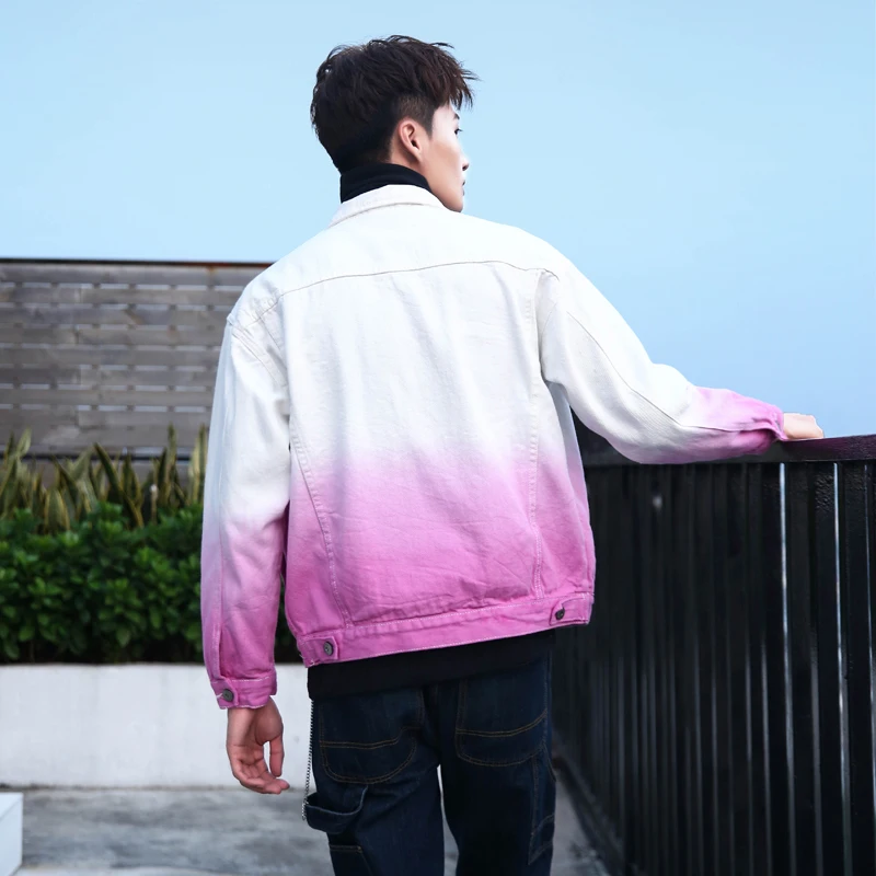Куртка мужская джинсовая с градиентом приталенная уличная одежда из денима