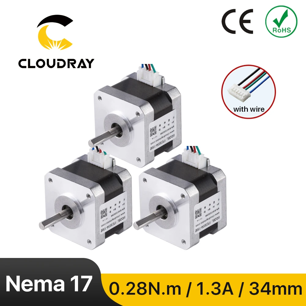Cloudray 34 mm Nema 17 Motor Deslizante 28n. cm 1.3a Fase do Motor Deslizante para Cnc 3d Impressora Gravura Fresadora Motor de passo