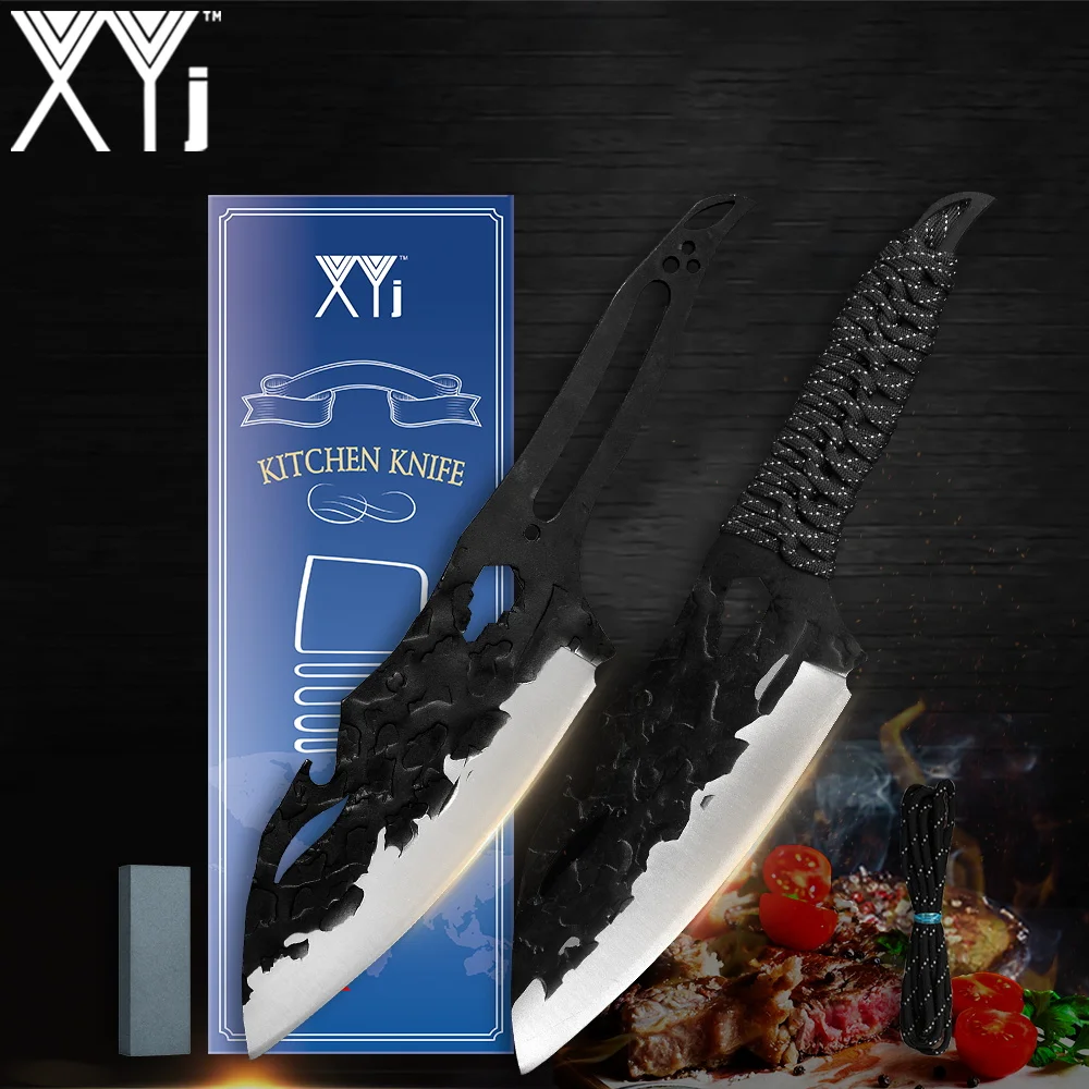 

Набор ножей XYj из высокоуглеродистой нержавеющей стали, набор из 2 шеф-ножей с цепочкой, с ручкой, для мяса, рыбы, овощей