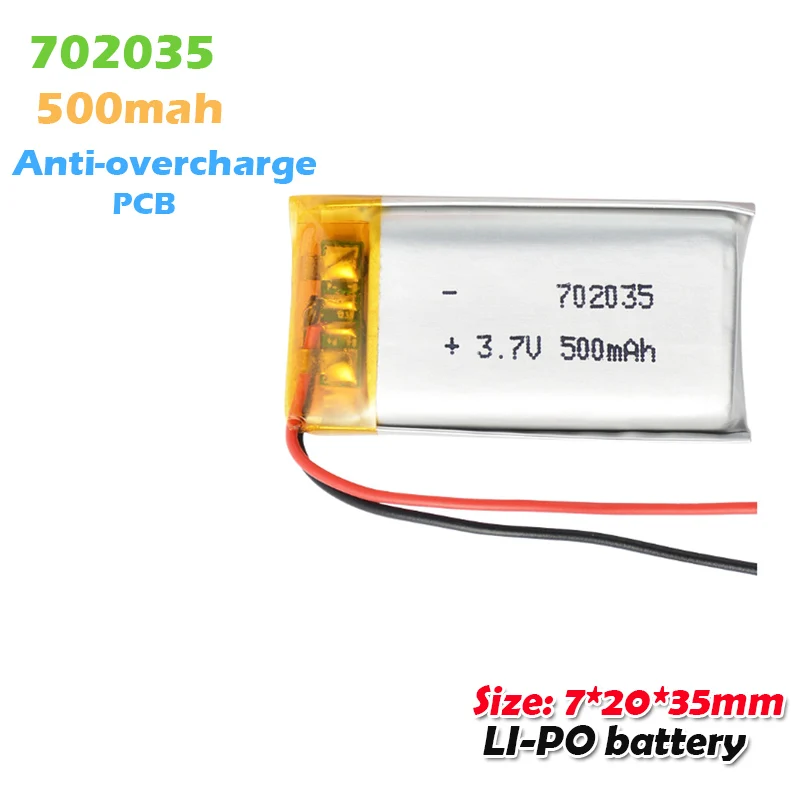 702035 3 7 V 500mAh перезаряжаемый литий-полимерный Li-po аккумулятор для BT спикер