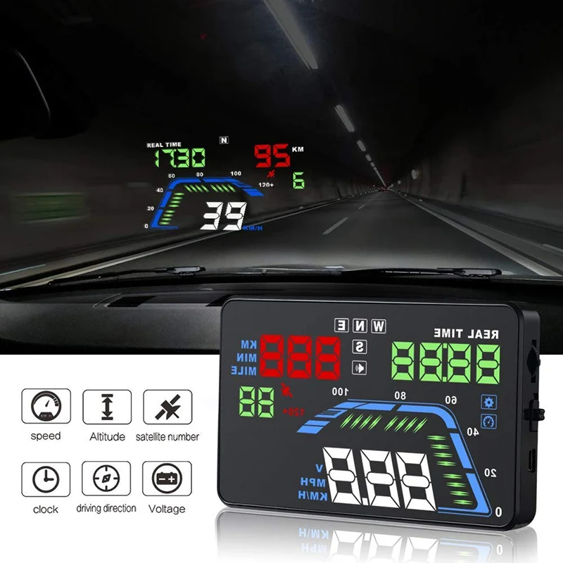 Универсальный Q7 многоцветный автомобильный HUD 5 &quotgps дисплей спидометры
