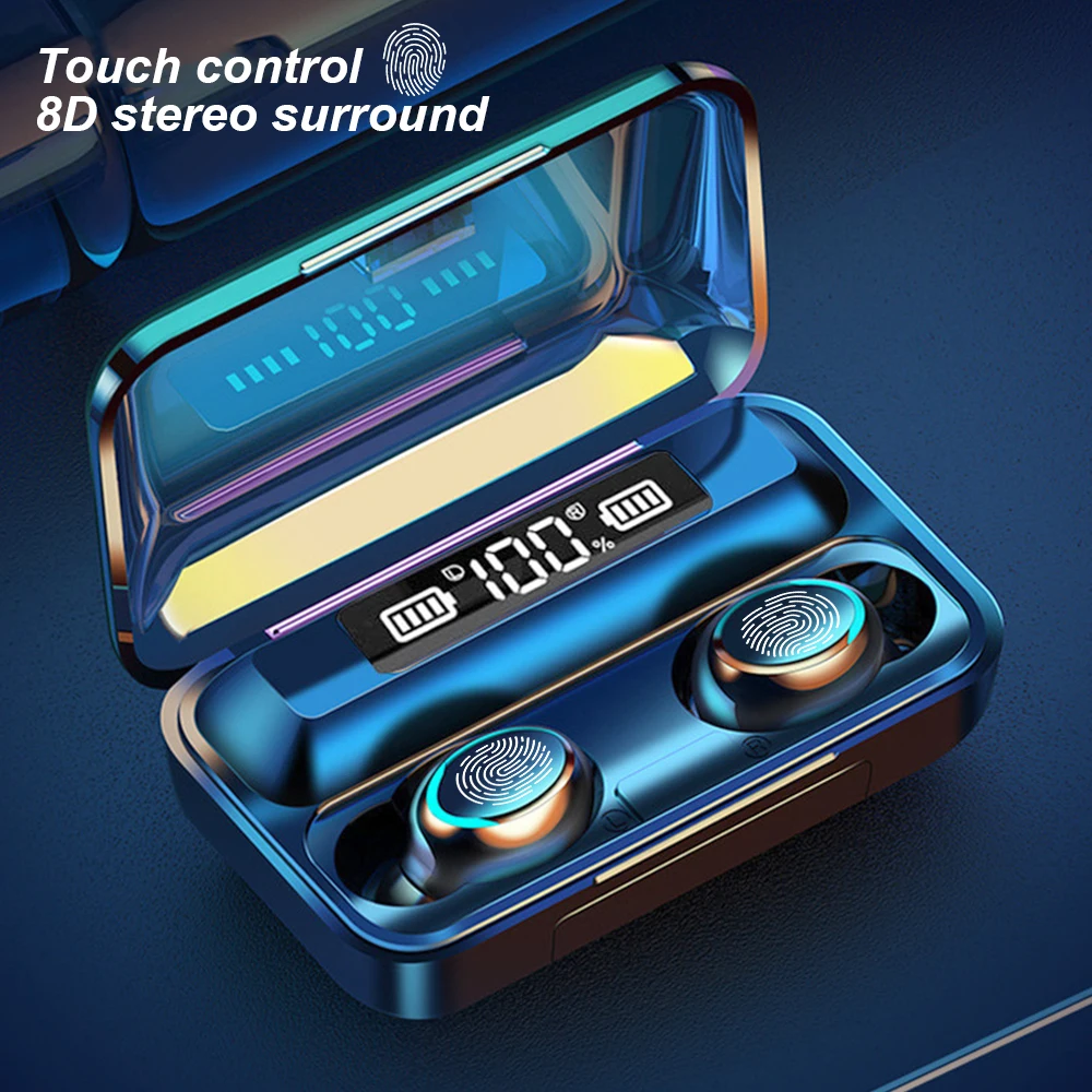 In Ear Беспроводной наушники F9 5 вкладыши TWS Bluetooth светодиодный Дисплей Hi Fi стерео