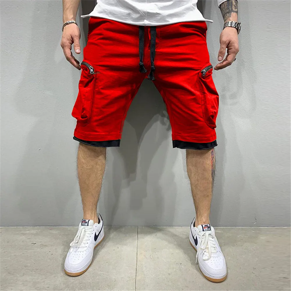 

Calções de verão hip hop 2022 preto fitas streetwear bermuda homem shorts multi-bolso punk casual na altura do joelho calças cur