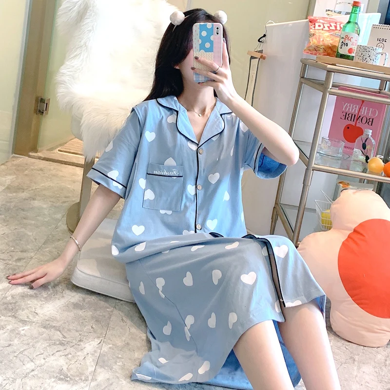 

Summer Thin Cotton Maternity Nursing Night Dress Loose Breastfeeding Sleepwear Clothes Pregnancy Mother Feeding Home Lounge Wear