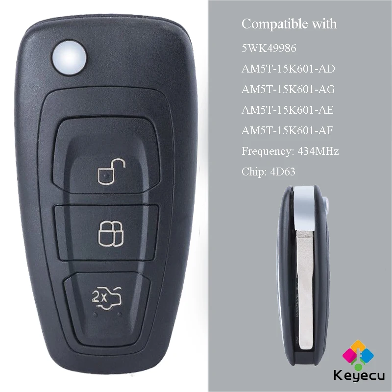 Запасной пульт дистанционного управления KEYECU 3 кнопки 434 МГц ID83 чип брелок для Ford