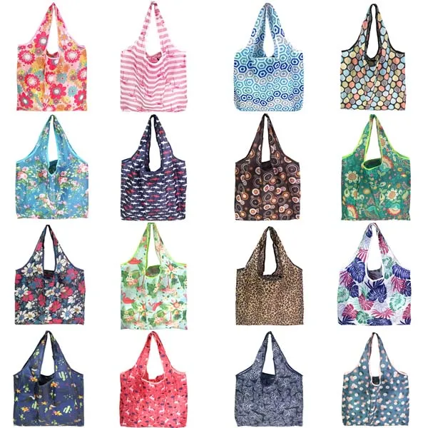 

Shopping Bag Totes Reusable Foldable Polyester Bag Eco Friendly Large Capacity Grocery Bags Folding