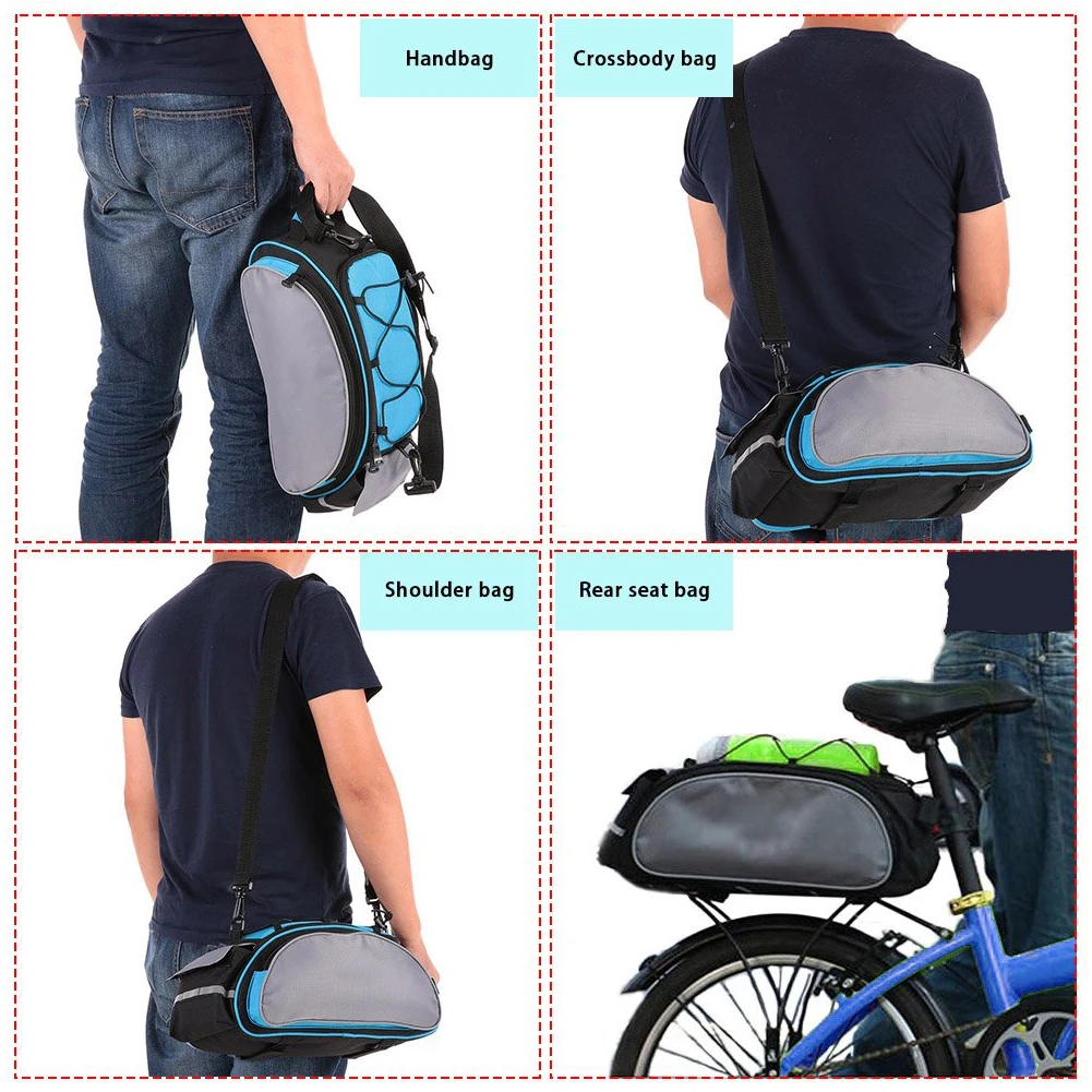 

13L Bicycle Rack Bag Waterproof Cycling Bike Rear Seat Cargo Bag MTB Road Bike Rack Carrier Trunk Bag Pannier Handbag