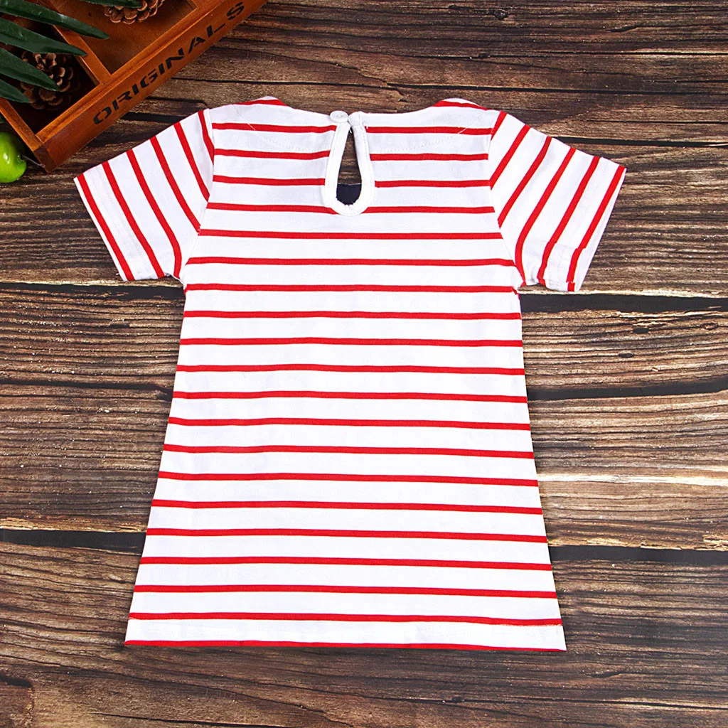 Dress For Baby Girls Cartoon Stripe Shark Print Short Sleeve Clothes Y87 | Детская одежда и обувь