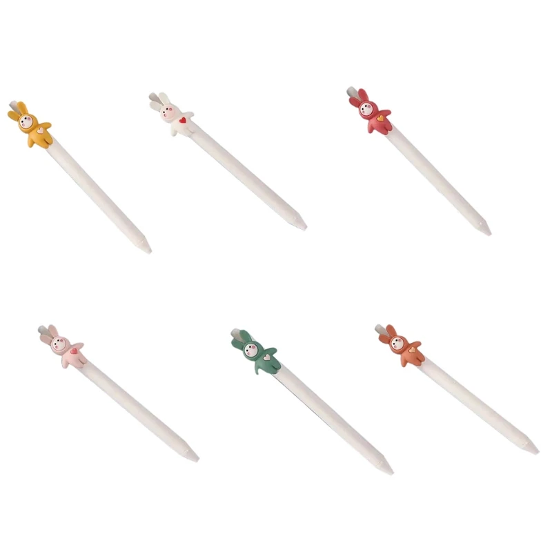 

X3UB Cartoon Retractable Gel Pen Refillable Black Gel Pen Cartoon Bunny Decorations 0.5mm Bullet Nib Ideal for student