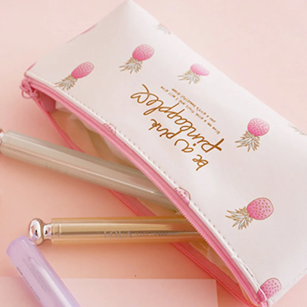 Милый чехол-карандаш с принтом ананаса для студенток из искусственной кожи сумка