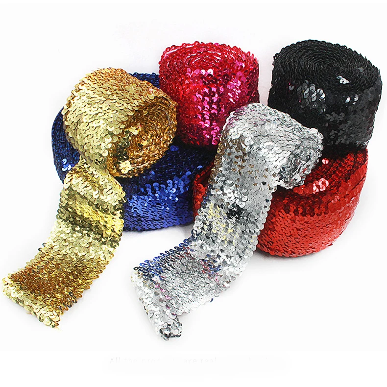 5 метров 7 см блестки кружевная лента золото серебро черный эластичная отделка