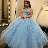 2020 princess light sky blue quinceanera dresses sheer major beading vestidos de quincea%c3%b1era prom party gowns for sweet 15