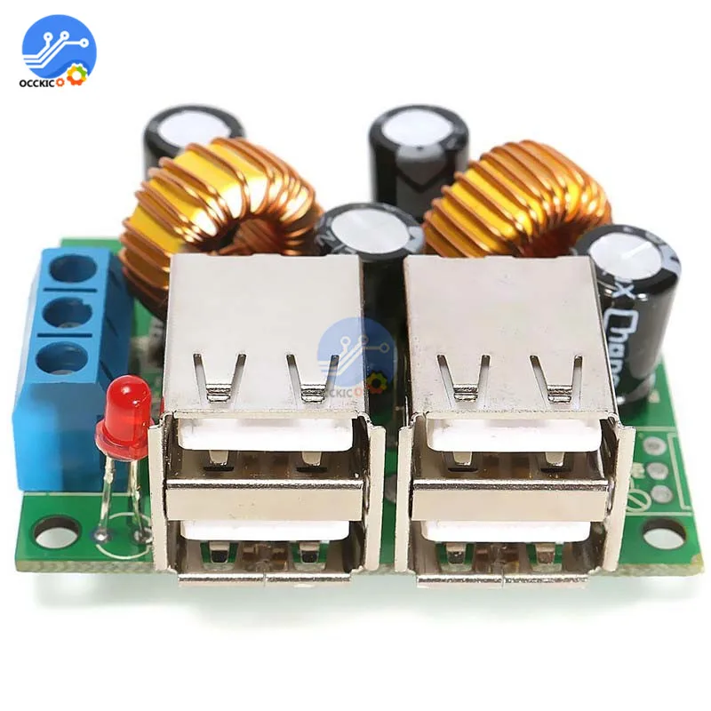 

4 Port USB Charger Module DC 12V to 5V 5A Voltage Converter Power Bank Battery Charging for Phone MP3/MP4