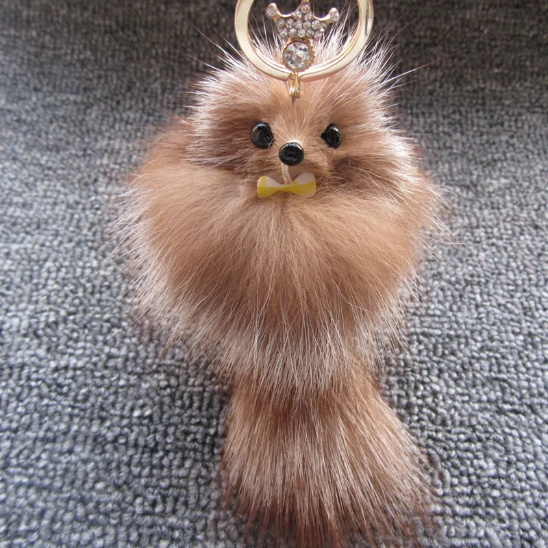 Cute Fluffy Bow-knot Fox Ball Key Chain Rings Pompom Real Fur Charm Keychain Car Bag Ring Women Jewelry | Украшения и аксессуары