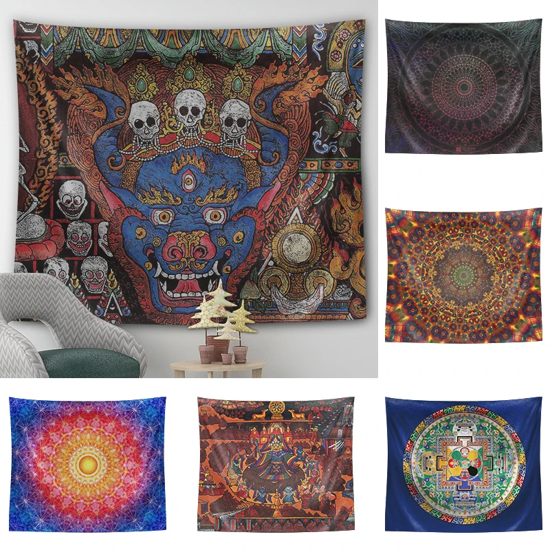 

New wall home decoration tapestry Mandala psychedelic scene wall tapestry Bohemian decorative sofa blanket yoga mat
