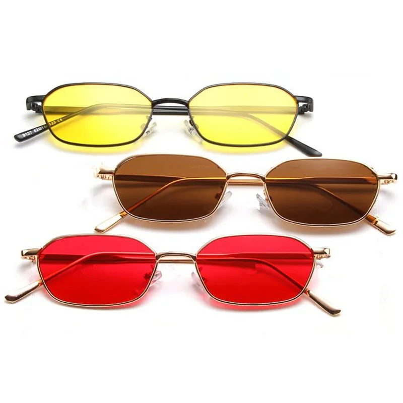 Gafas de sol con montura de aleación para hombre y mujer, anteojos de sol de diseño de marca, Retro, Anti-UV, polígono, Ornamental, A ++