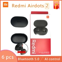 new 6 pcslot xiaomi redmi airdots 2 tws wireless bluetooth 5 0 earphone stereo noise reduction mic voice control headphones