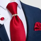 8 см Ширина классические красные твердые Свадебные Галстуки для шеи для мужчин повседневный галстук для костюма платок галстук кольцо подарок для мужчин Gravatas DiBanGu