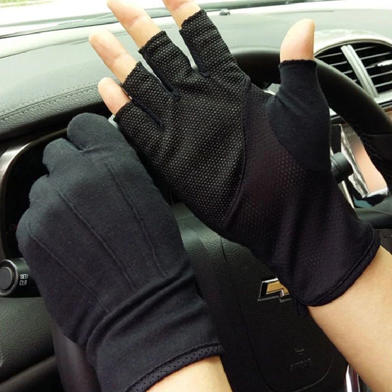 

Car Driving Gloves Summer Gloves Men Half Finger Gloves Thin Sweat Absorption Breathable Non-Slip Drive Hand Protector Soft