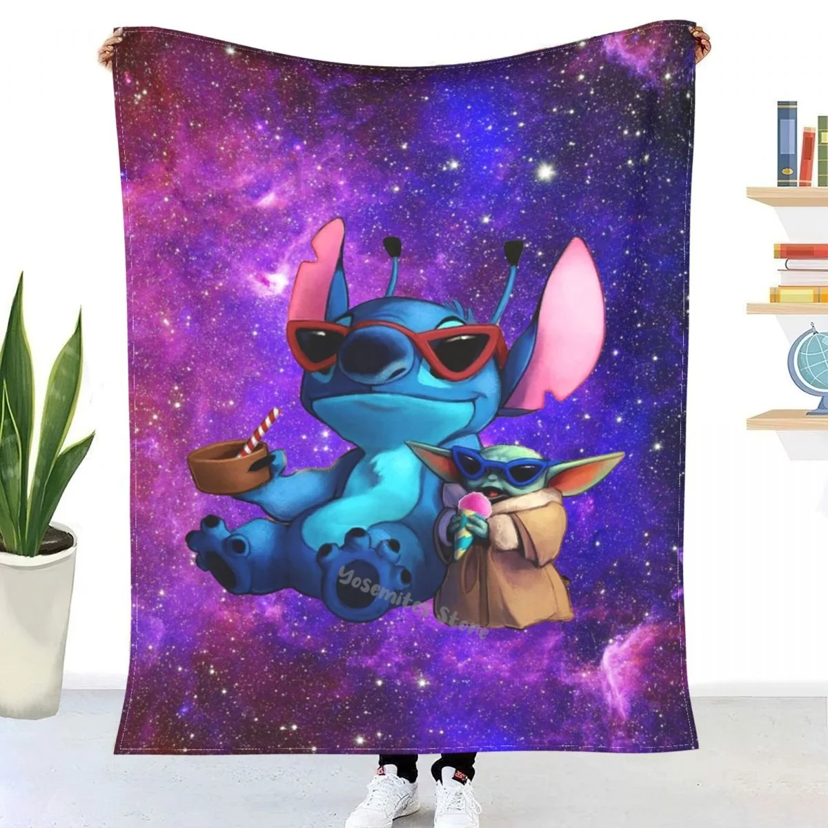 

Stitch-Yoda Throw Blanket Sherpa Blanket Bedding soft Blankets