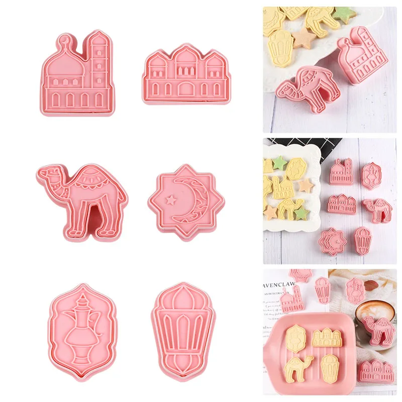 

6pcs EID MUBARAK Decor Camel Moon Star Biscuit Mold Cookie Cutters Set Islamic Muslim Cake Baking Tools Ramadan Mubarak Decor