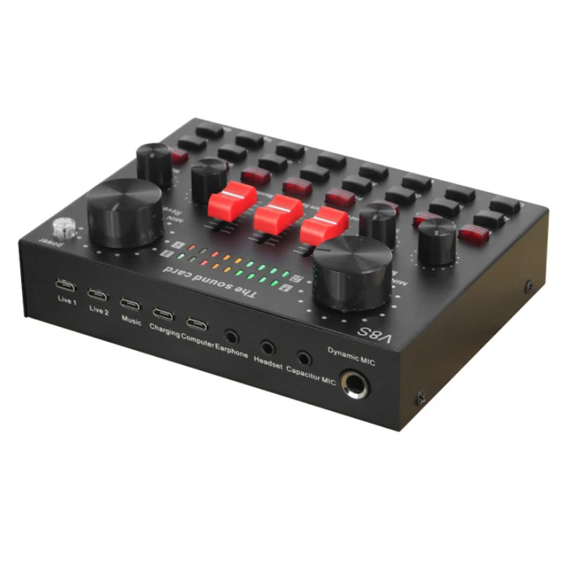 

V8 Sound Card Audio USB Headset Microphone Webcast Live Sound Card 16 Sound Effects 8 Modes Sound Card For Phone Computer