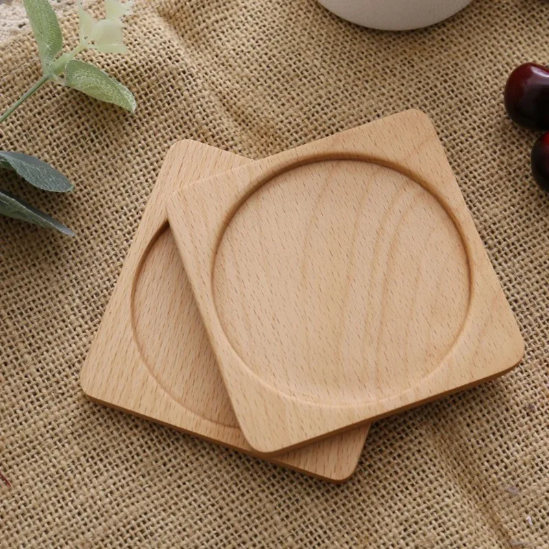 

ZL Wooden Coaster Square Round Heat Resistant Cup Mat Non-slip Pot Holder Table Placemat Coffee Cup Pad Kitchen Accessories