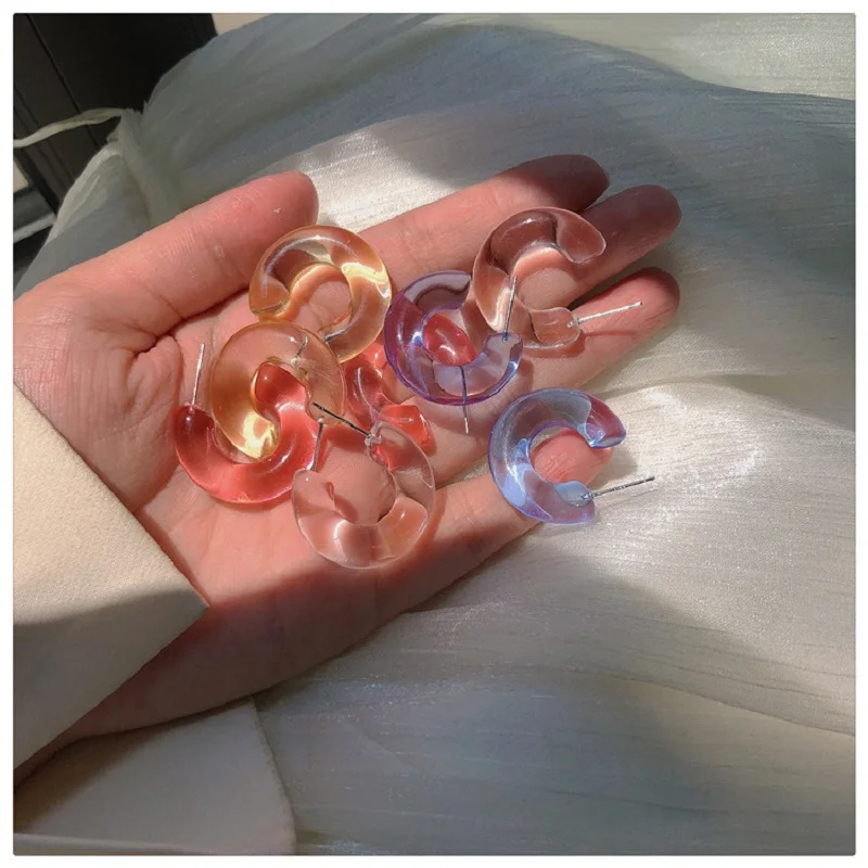

Transparent Acrylic Earrings For Women Korean Style Hoop Earrings Cute Ear Ring Female Jewelry Pendientes