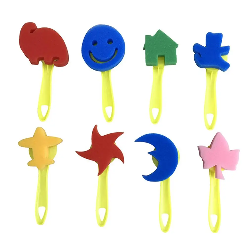 

30 pcs Kids Early Learning Sponge Painting Brushes Kit Sponge Drawing Shapes Paint Craft Brushes for Toddlers Assorted Pattern
