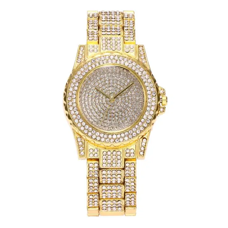 

Luxury Ladies Quartz Watch Rose Gold Stainless Steel Strap Diamond Gold Alloy Dial Watches For Women Clocks Couple Gift ZA11-G