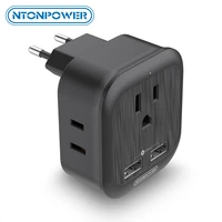 ntonpower power strip us socket eu plug travel adapter 4 in 1 us to eu plug adapter 2 usb 2 us ac outlets for european travel