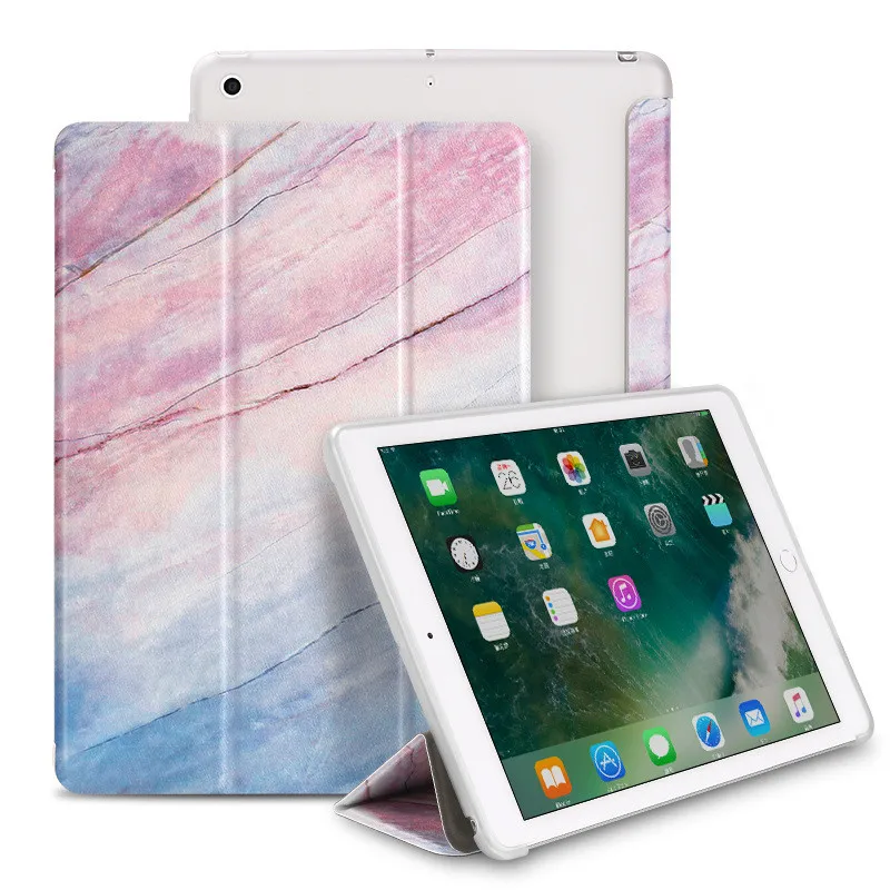 Для iPad 9 7 2018 2017 чехол из мраморного зерна ТПУ кожаный смарт-чехол для Air 1 2 Mini 234 Pro 10