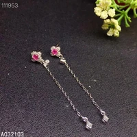 kjjeaxcmy fine jewelry 925 sterling silver inlaid natural pink sapphire girls elegant fresh chinese style gem earrings support