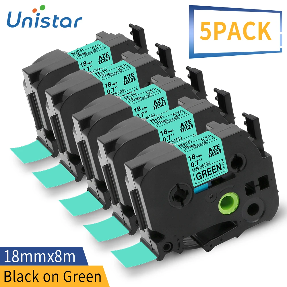 Unistar 5 шт. совместимая с лентой для этикеток Brother 18 мм TZe741 TZ741 | Компьютеры и офис