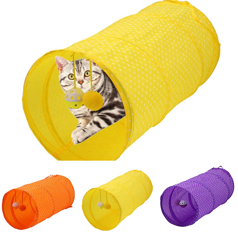 

1pc Foldable Wave Point Hanging Items Cat Channel Cat Tent Toys Solid Colors Cat Tunnel Cat Toy Training Tent Pet Supplies