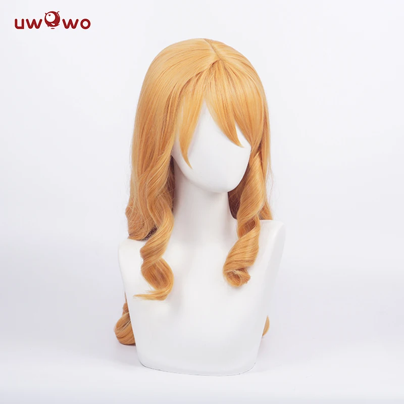 UWOWO Soraka Cos Game League of Legends Cafe Cuties Maid Косплей парик 80 см желтые длинные волосы милые для