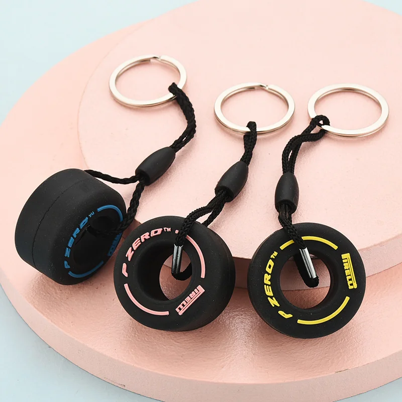 

Mode of Animation Six-colour Small Tyre Keychain Creative Phone Bag Mobile Car Pendant Key Ring Exquisite Little Gift for
