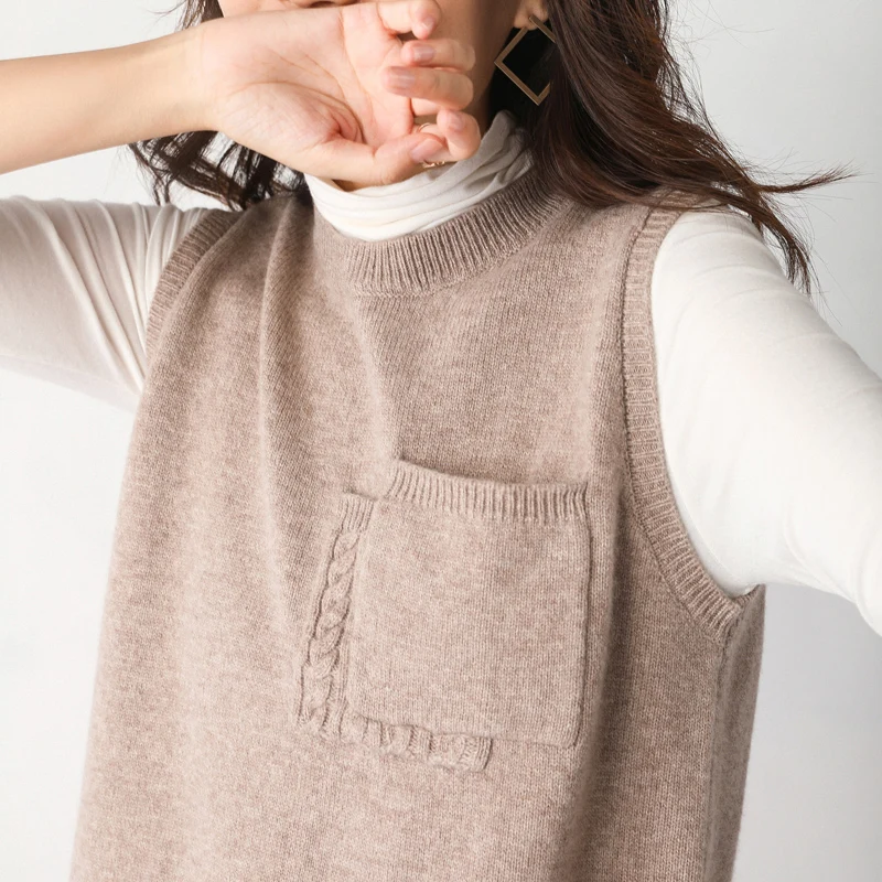 Осень-зима 2020 женский шерстяной жилет без рукавов куртка пальто Женский вязаный