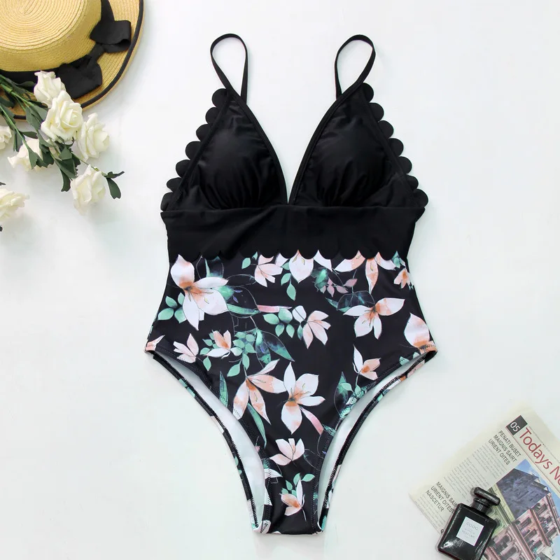 2021 трикини лист с Одна деталь купальника Для женщин сексуальный размера плюс