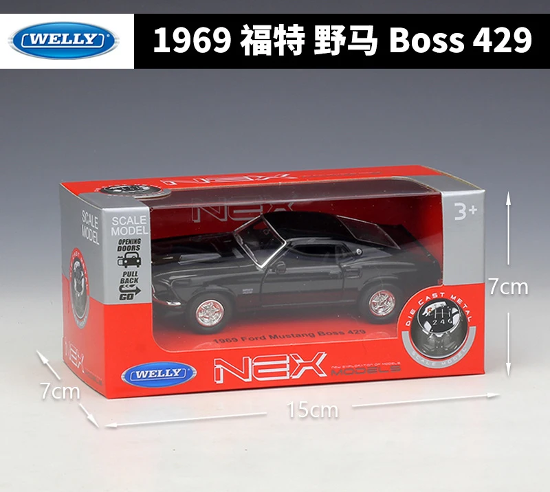 Классический автомобиль Welly 1:36 Масштаб 1969 Ford Mustang Boss 429 модель автомобиля из