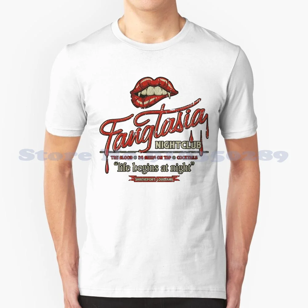 

Fangtasia винтажная забавная Женская футболка для ночного клуба, Fangtasia, вампир, Луизиана, Fangbangers, для дайвинга, бара, ночного клуба