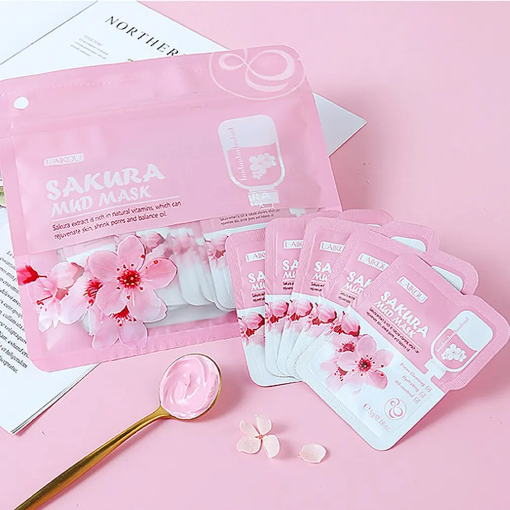 

Грязевая маска Sakura, глиняная маска для очищения кожи, маска для контроля жирности лица, очищающее средство для лица, увлажняющее лечение лиц...