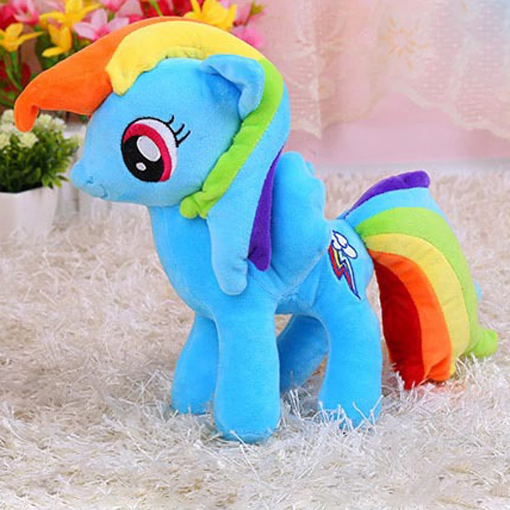 Children Plush Stuffed Toy Rainbow Horse 30 cm Doll Kids Christmas Birthday Gift